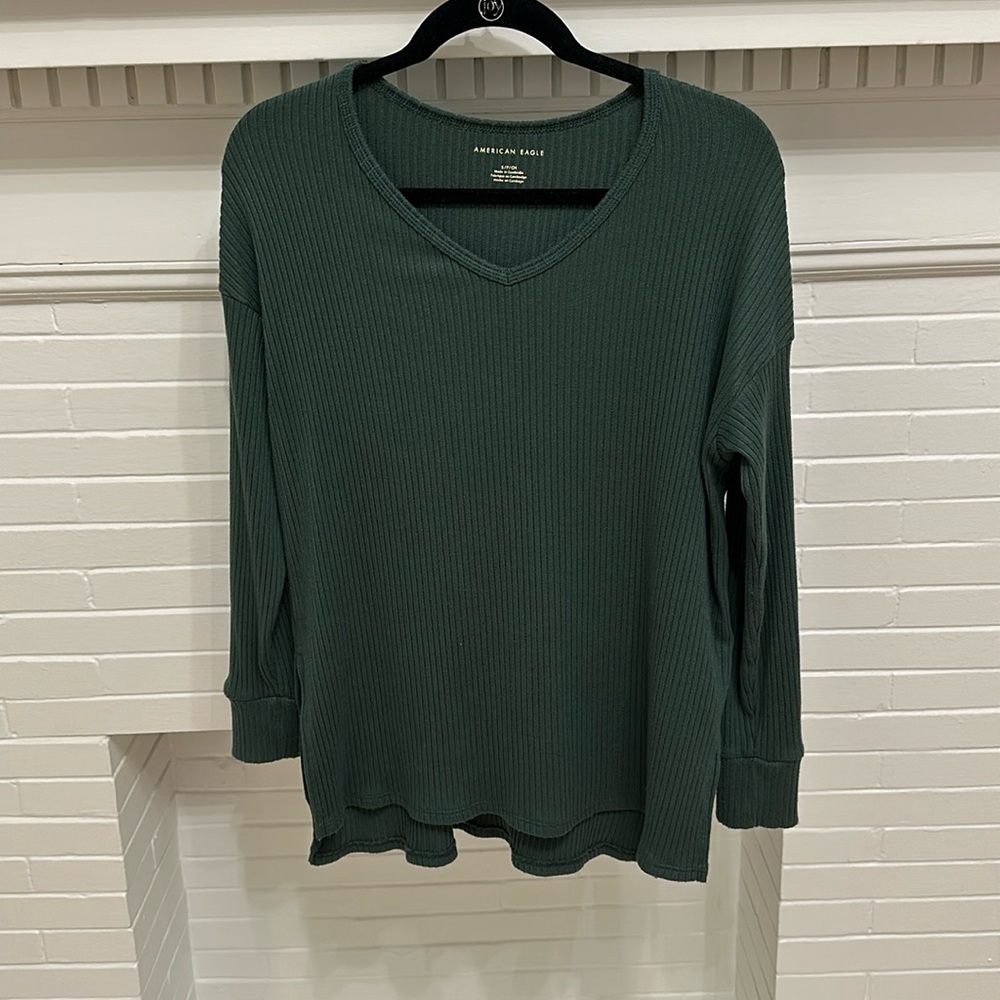 American Eagle, Long Sleeve Top, Green, Small